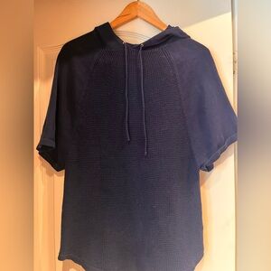 Chaps Navy Blue Textured Hoodie Shirt